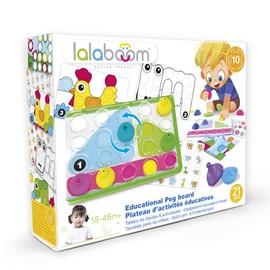 Lalaboom – 16 Piece Activity Pegboard – Montessori Educational Shape and Color STEM Construction Toy 18 Months to 4 Years - BL710, Multicolor