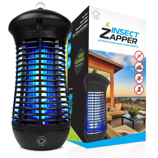 Livin’ Well Bug Zapper Indoor Outdoor - 4000V High Powered Electric Mosquito Zapper Home Patio, 1,500 Sq Ft Range Fly Zapper Mosquito Trap, 18W UVA Bulb Mosquito Killer Lamp Insect Bug Light, Black