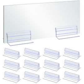 OIIKI 12PCS Self Adhesive Sneeze Guard Holder, Acrylic Panels Holder, to Fasten & Line Up Plexiglass Panels & Acrylic Sheets from 1/8" to 1/4" Thick