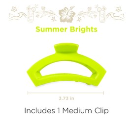 TELETIES - Open Medium Hair Clip - For Thin to Medium-Thick Hair - Claw Clips for Women - Strong Grip, Bendable Teeth, Comfortable Curved Design - For All Textures - Summer Brights