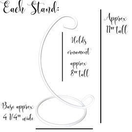BANBERRY DESIGNS Ornament Display Stands - White Metal - 11 Inches Tall - Christmas Ornament Terrarium Holder Glass Globe - Set of 8