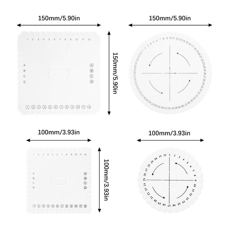 Neikafan Pack of 8 Kumihimo Braided Discs Round and Square