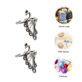 Gadpiparty 2pcs Adjustable Finger Knitting Rings Retro Design Yarn Winder Tool for Fast Crocheting DIY Crafts for Family and Friends for Yarn Control