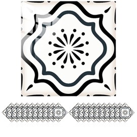 Tile Stickers Wall Decor Bathroom Kitchen Wall Sticker Waterproof PVC Decoration Stickers - 2D Sticker with Retro Design in Mosaic Style (Style-9, 4 x 4 Inch)