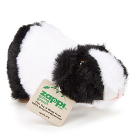 Zappi Co 100% Recycled Black White Guinea Pig Plush Toy (15cm Length) Stuffed Soft Cuddly Eco Friendly Black Dutch breed Fur for Newborn