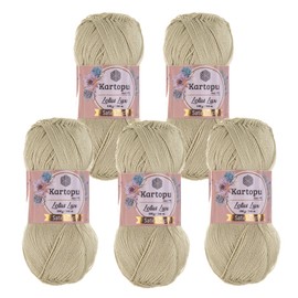 Kartopu Lotus Lux Glitter Wool 5 x 100 g Knitting Yarn Wool with Glitter Oeko Tex Glitter Yarn Summer, Colour: K861 Light Beige