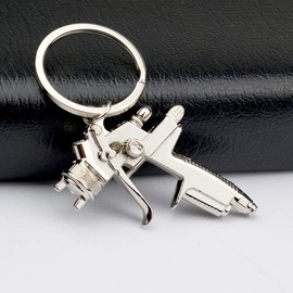 beyondcity 2 PCS SPRAY PAINT Gun Silver Metal KEY CHAIN Ring Keychain NEW