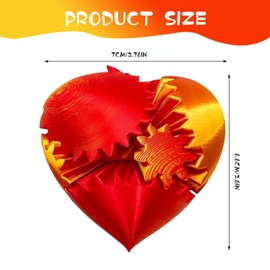 3D Printed Gear Ball Spin Gear Sphere Heart Shaped Gear Sphere for Anxiety Relaxing Fidget Cube Toy Desk Toy for Kids Boys Girls Teens Christmas Stocking Stuffers Gifts (Red, Diameter: 8cm)