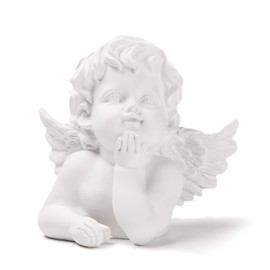 BRABUD Resin White Angle Statue Praying Cherub Statue Indoor Outdoor Home Garden Wings Angel Decoration Figurine Collection 5.1'' TQGJBS71