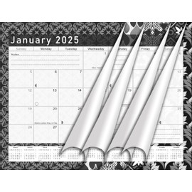 2024-2025 Monthly Spiral-Bound Wall/Desk Calendar - 18 Months Desktop/Wall Blotter Calendar/Planner - (Edition B&W #017)