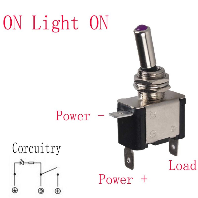 E Support 12V 20A AMP Purple LED Light Rocker Toggle