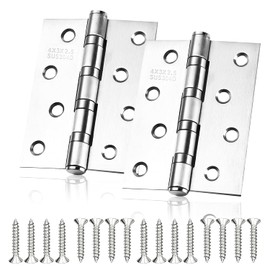Set of 2 Hinges Stainless Steel Piano Strap Rear Hinges Door Hinge Connector 4 Inch Hinges 304 Stainless Steel Hinges with 16 Pieces Screws for Furniture with Solid Doors and Windows