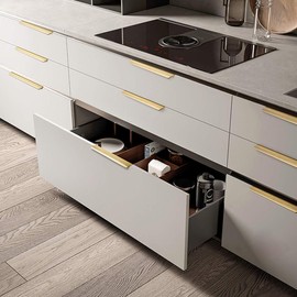 JOOJA 10 Pack Gold Modern Style Finger Edge Pull Furniture DrawerHandles Hidden Cabinet Kitchen Drawer Handles Knobs Gold 150mm