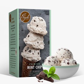 Triple Scoop - Premium Mint Choc Chip (2) Ice Cream Mix For Ice Cream Maker. Simple, Easy, Delicious. From Gourmet Mix To Maker in 5 Minutes, Makes 2 Creamy Qrts, Made in USA (2 Pack, Mint Choc Chip)
