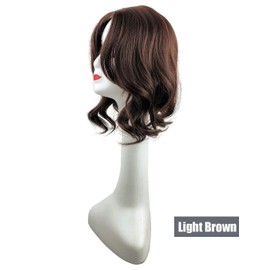 Natural Wavy 14" Middle Part Hair Topper 10x13cm Mixed Hair Clip in French Style Wig Light Brown
