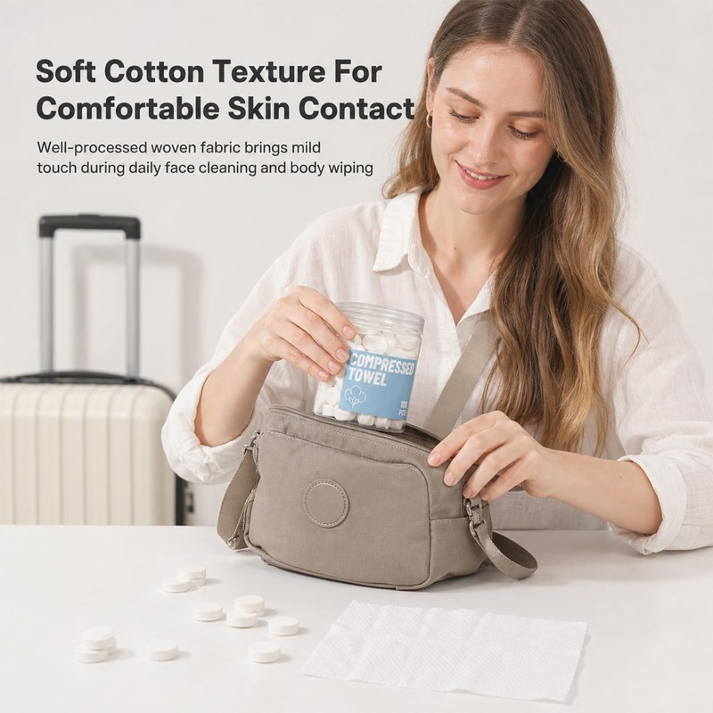 ColdCool Compressed Face Towels, 100 Count Disposable Cotton Coin Tissues