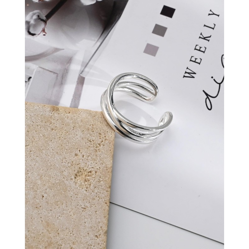 Desnuage Silver Plated Rings for Women Adjustable Open Ring Vintage