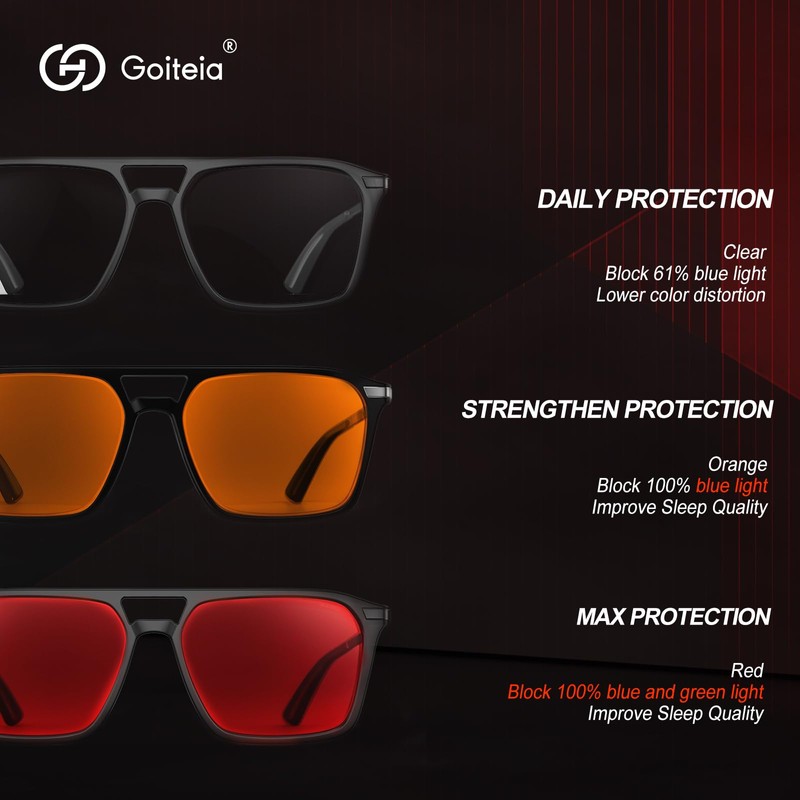 Goiteia - 100% Blue Light Blocking Glasses - Red Sleep