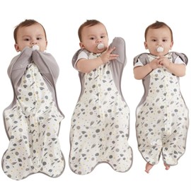 KIDIRA Transition Swaddle, Baby Swaddles 3-6 Months 12-18 lb, Swaddle Sleep Sack with 2-Way Zipper Moisture-Wicking Fabric,(Spaceships)