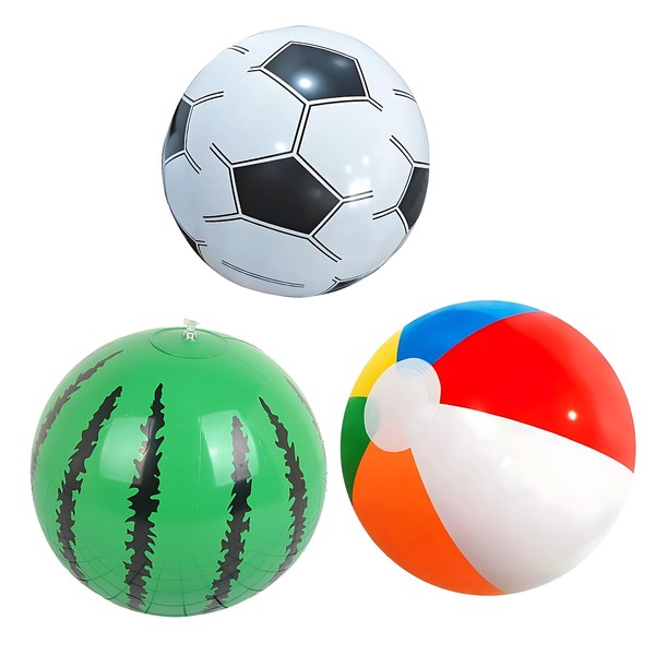 kaiyaya Pack of 3 Inflatable Colourful Striped Water Balls, Water