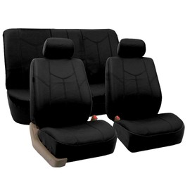 FH Group FH-PU009112 Rome PU Leather Seat Covers, Full Set, Airbag Compatible and Split Bench, Solid Black