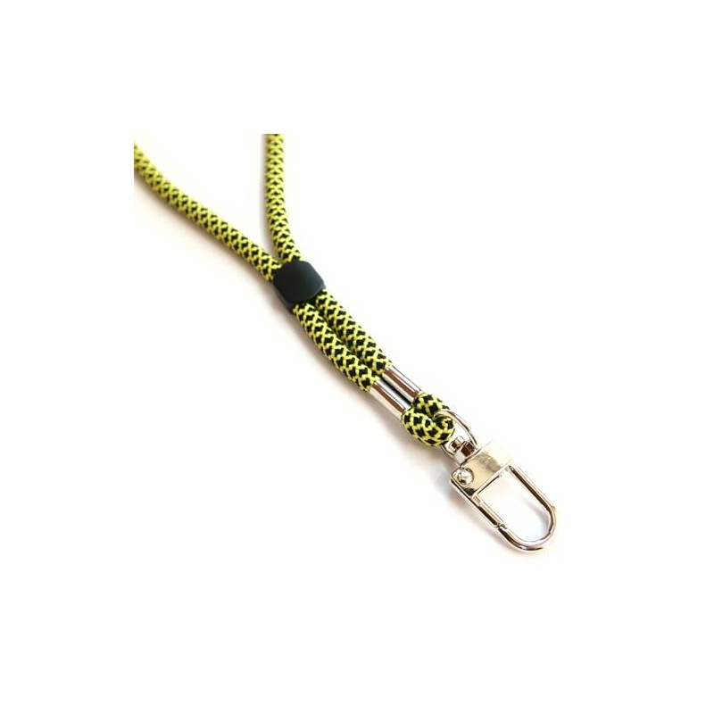 trage.band® Long Adjustable Lanyard Neck Strap with Carabiner Hook, Black/Yellow