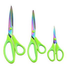 HIGHROCK Premium Tailor Scissors Titanium Soft Grip Sewing Scissors Set for Fabric Leather Dressmaking Crafting household sewing scissors set(1 Set of 3) (Green)