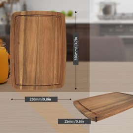 TARUNMO Acacia Wood Cutting Boards For Kitchen,Wooden Cutting Boards For Kitchen,Chopping Board With Deep Groove,Wood Cutting Boards 10"X14"