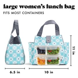 Fit & Fresh Lunch Bag For Women, Insulated Womens Lunch Bag For Work, Leakproof & Stain-Resistant Large Lunch Box For Women With Containers and Matching Tumbler, Snap Closure Westport Bag Aqua