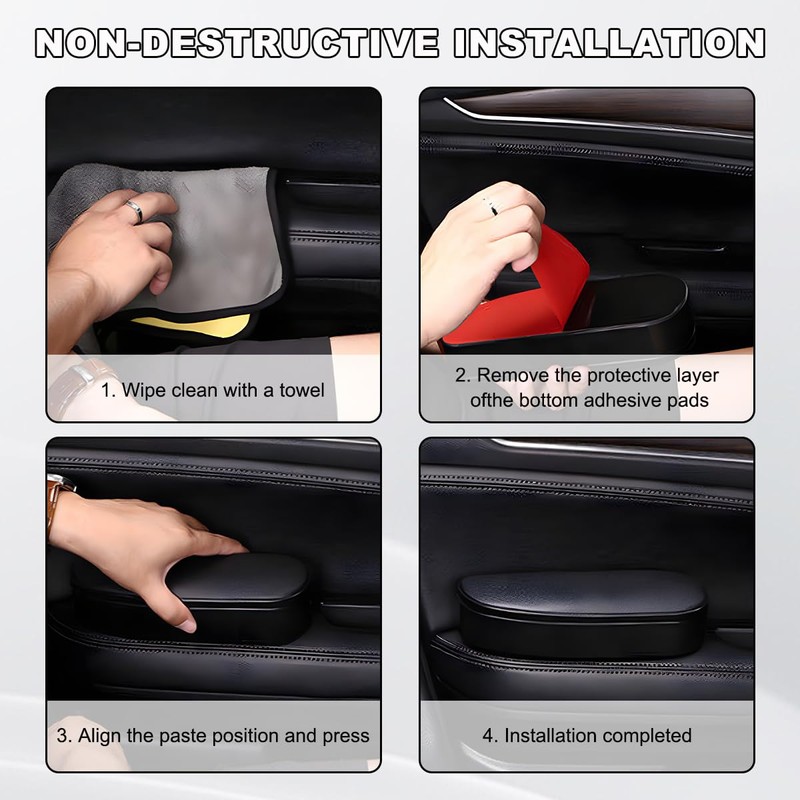 KVAEY Car Armrest Support Cover, Leather Adjustable Car Armrest Support