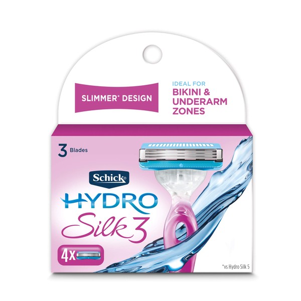 Schick Hydro Silk 3 Razor Blades Refills for Women, 4 Count