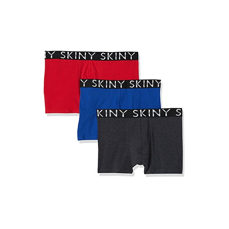 Skiny 71253 Boxer Corto 3Pack para Hombre, Azul Rey, Gris