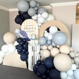 138pcs JHSDSCZ Navy Blue Balloons Garland Arch Kit Double-Stuffed Night Blue Dusty Blue Nude Blush Latex Party Balloons for Birthday Party Graduation Baby Shower Wedding Ocean Decoration