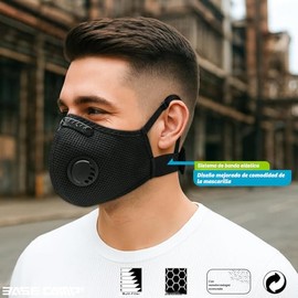 BASE CAMP M Plus Máscara antipolvo, Máscara facial reutilizable y transpirable con 6 filtros de carbón activado para carpintería, construcción, cortar
