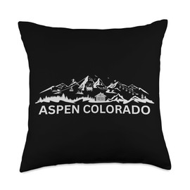 Aspen Colorado Ski Resort Mountain Silhouette Throw Pillow