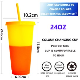 Yisituo 24oz Plastic Cups with Lids and Straws, 10 Pack Reusable Drink Cold Cups, for Parties, Travel, Slushies, and Milkshakes, Iced Coffee(10, Multicolor)