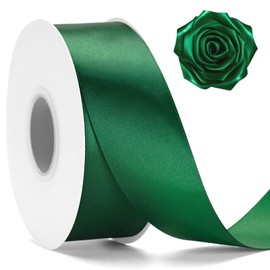 KINGLAKE Forest Green Satin Ribbon – 1 1/2'' x 100 Yards Polyester Dark Green Ribbon for Christmas Gift Wrapping, Wedding, Party Decoration, DIY Crafts, Floral Bouquets and Wreath Bows