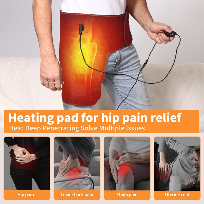 Hip Heating Pad, Electric Heated Hip, Hip Massager Vibration, Thigh/Buttock