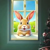 BlissYard Easter Banner Bunny Curtain Window Cover Cute Bunny Banner