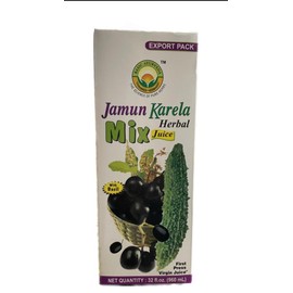 Basic Ayurveda Jamun Karela Herbal Juice Mix, Indian Blackberry-Bitter Gourd Juice, 32.46 Fl Oz (960 ml), Good For Eye, Skin and Healthy Teeth