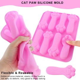 2 Packs Animal Paw Shaped Silicone Molds 8-Cavity Cat Paw Shape Mold Non-Stick Claws Shaped Ice Cube Tray Mold for Homemade Candy Fudge Chocolate Jelly Biscuit Lollipops Cheese Stick