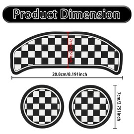 TOMALL Cup Coaster Compatible with Mini Cooper F54 Clubman 2014-2021 Silicone Center Console Car Cup Holder Coaster Mat Accessory for Car (Checkered)