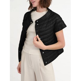 Tankaneo Womens Puffer Vest Button Up Short Sleeve Winter Jacket Casual Lightweight Quilted Jackets