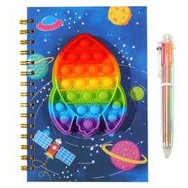 Pop Secret Diary for Boys with Pen, A5 Decompression Coil Diary with 6-Color Ballpoint Pen, Kids Journal Notebook Gift Set, Rocket Notepad, Secret Diary, Stress-Relief Journal, Artistic Notebook