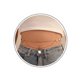 Wendalern Layered Silver Waist Belly Chain Vintage Love Heart Body Chain Hollow Heart Bikini Body Chain Boho Beach Waist Chain Rave Party Prom Body Accessory Jewelry for Women Girls