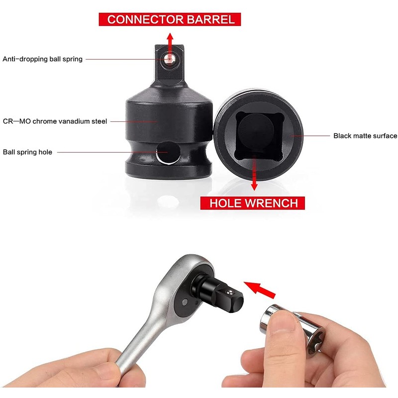 Impact Socket Adaptor Set, Wrench socket adapter set, 6 Pcs