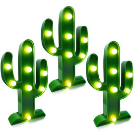 [ Extra Large & 3 Pack ] Cactus Light Mexican Party Decorations Total 24 LED 10 Inch Cactus Decor Fiesta Cinco De Mayo Decor Cute Night Lamp for Table Kids' Room Bedroom Living Room Gift Party Home