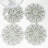 Floral Snowflakes Felt Coasters, Set of 4 (Silver/Green Reversible)