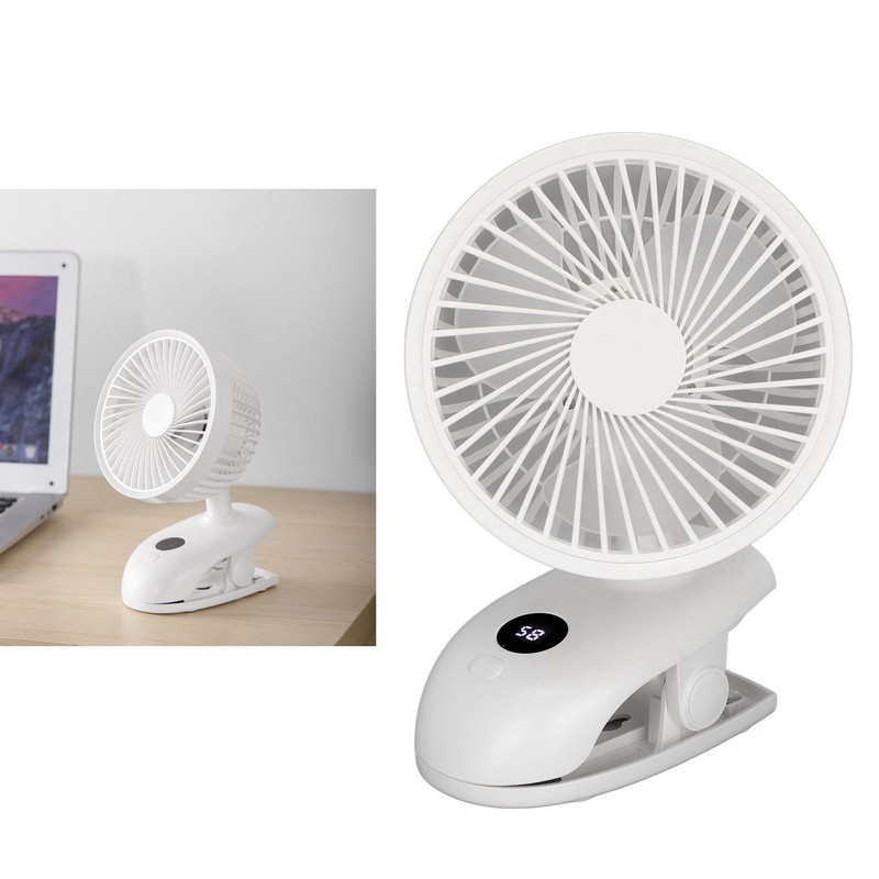 USB Desk Clip On Fan Intelligent Digital Display 3 Blades