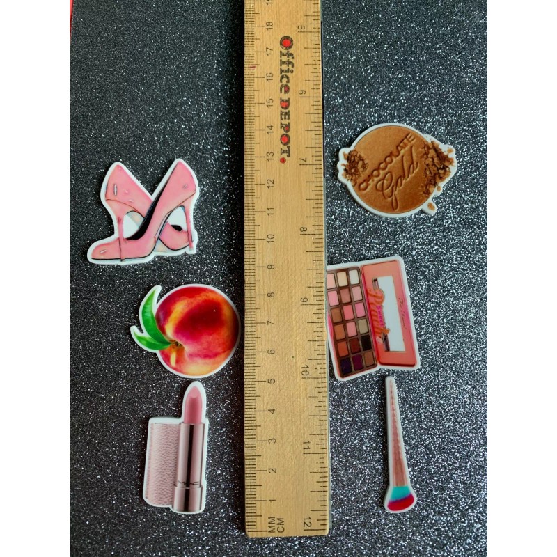 5pc. Foundation Compact Resin Planar Flatback, Makeup Cabochon, Bow Center,